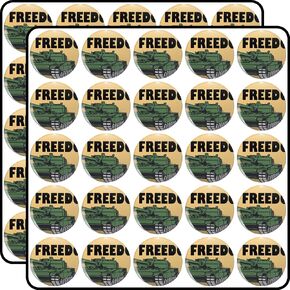 Military Tank Freedom Design Desert Tan Circle Gift 1 Inch 50-Pack Waterproof Vinyl Decals in Kuwait