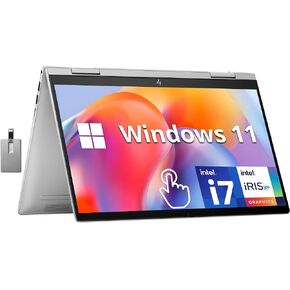HP Envy x360 2-in-1 14" FHD Touchscreen Laptop, Intel i7-1355U, 16GB RAM, 1TB SSD, Backlit Keyboard, 5MP Camera, Fingerprint Reader, Intel Iris Xe Graphics, Wi-Fi 6E, Win 11, Silver, 32GB USB Card in Kuwait