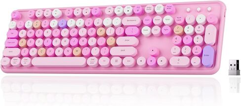 Colorful Wireless Bluetooth Keyboard (Pink Colorful) in Kuwait