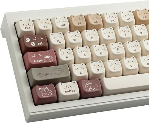 PBT Keycaps 142 Keys Cute Keycaps Coffee Cat Keycap in Kuwait
