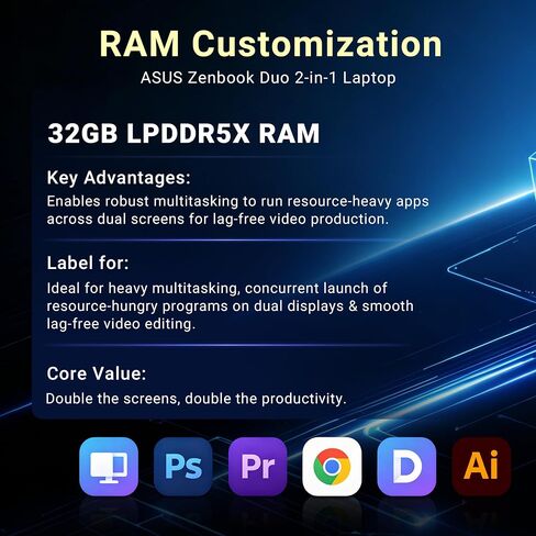 Hotface Customized Laptop, Created Using ASUS Zenbook Duo 2-in-1 Laptop, Dual 14" OLED Touch Display, Intel Ultra 9 285H, 32GB RAM, 1TB/2TB/4TB SSD, Intel Arc 140V, Backlit Keyboard, Win 11, Gray in Kuwait