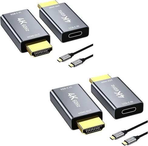 USB C Female to HDMI Male Adapter with USB C Video Cable, 4K@60Hz Uni-Directional USB Type C Source to HDMI 2.0 Display Converter Thunderbolt 3/4 to HDMI for i-/Phone 17, MacBok, Galaxy - 1 Pack in Kuwait