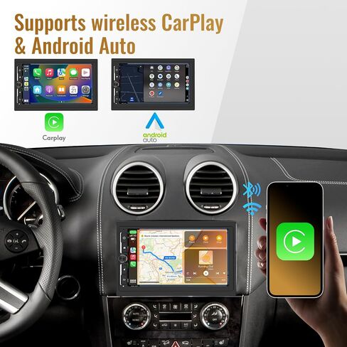 HauDio 10.1" Wireless CarPlay & Android Auto Car Stereo - 2GB RAM 64GB ROM, DSP Sound, 1080P Backup Camera, Bluetooth 5.0, HD Touchscreen Media Receiver in Saudi Arabia