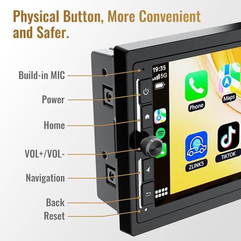 HauDio 10.1" Wireless CarPlay & Android Auto Car Stereo - 2GB RAM 64GB ROM, DSP Sound, 1080P Backup Camera, Bluetooth 5.0, HD Touchscreen Media Receiver in Saudi Arabia