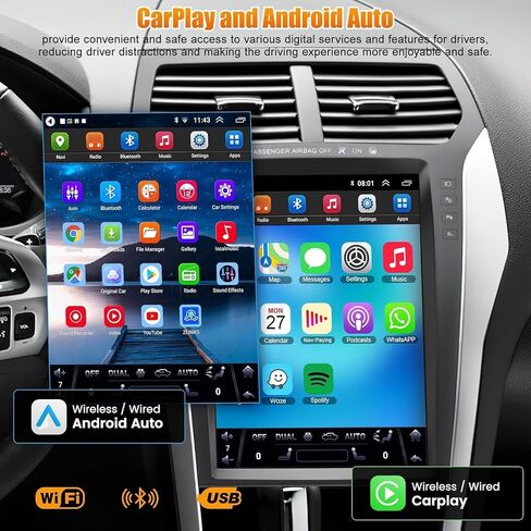 for 2011-2019 Ford Explorer Car Radio Android 15 2+64 8 core, 12.1" IPS Touch Screen Car Radio Build-in GPS Wireless CarPlay/Wired Android Auto, Backup Camera/DSP/SWC in Kuwait