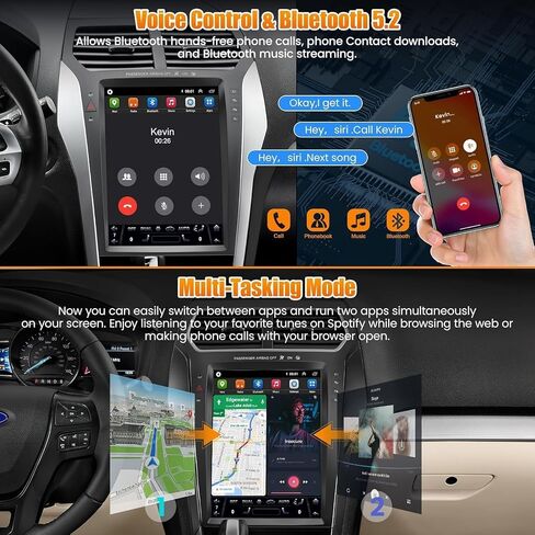 for 2011-2019 Ford Explorer Car Radio Android 15 2+64 8 core, 12.1" IPS Touch Screen Car Radio Build-in GPS Wireless CarPlay/Wired Android Auto, Backup Camera/DSP/SWC in Kuwait