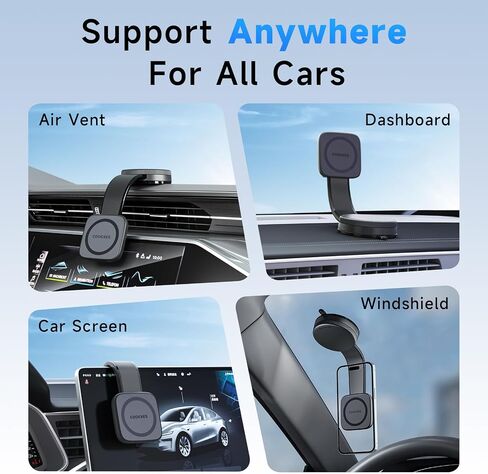 Magnetic Car Phone Holder, Bendable Alloy Arm Car Mount with Vacuum Suction, All-in-one Design & 108LBS Strongest Suction & 360° Rotation for All MagSafe Phones iPhone 17 16 15 14 Pro Max in Saudi Arabia