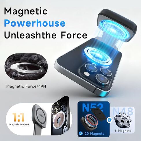 Magnetic Car Phone Holder, Bendable Alloy Arm Car Mount with Vacuum Suction, All-in-one Design & 108LBS Strongest Suction & 360° Rotation for All MagSafe Phones iPhone 17 16 15 14 Pro Max in Saudi Arabia