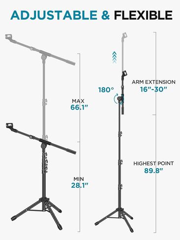 InnoGear Mic Stand Tripod Boom Arm Floor Microphone Stand Height Adjustable in Saudi Arabia
