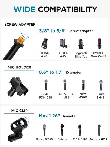 InnoGear Mic Stand Tripod Boom Arm Floor Microphone Stand Height Adjustable in Saudi Arabia