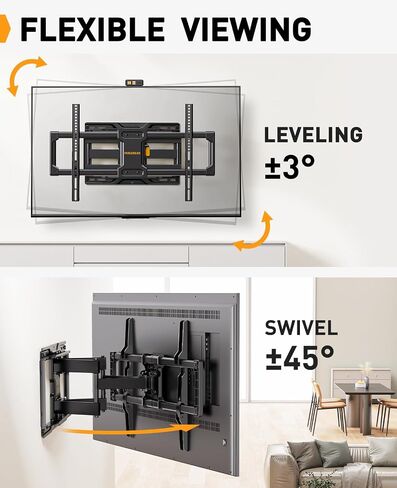Perlegear Full Motion TV Wall Mount for Most 42–84 inch Flat Curved TVs up to 132 lbs PGLF12, Tilting TV Wall Mount for 42–90 Inch TVs with Leveling Adjustment up to 132 lbs PGLT9 in Kuwait