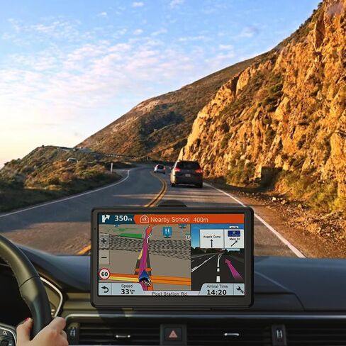 GPS Navigator for Car, 2026 Map 7 inch Touch Screen Car GPS 256-16GB,Voice Turn Direction Guidance, Support Speed and Red Light Warning, North America Lifetime map Free Update Truck(Brown) in Kuwait