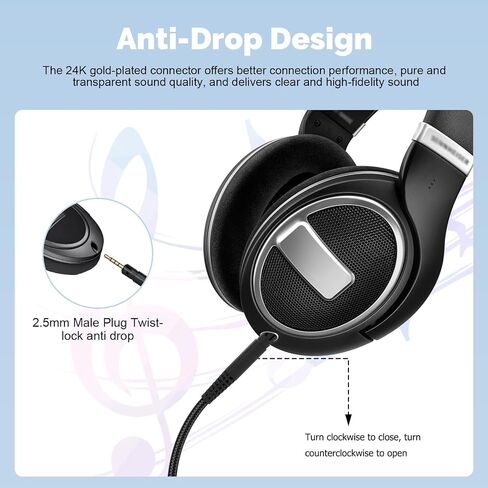 USB C to 2.5mm Audio Cable Compatible with Sennheiser HD598 HD598SE HD598SR HD598CS HD599 HD579 HD560S HD558 HD518 Headphones, Type-c to 2.5mm Aux Cord for iPhone 15 16 PC Smartphone, 5FT in Kuwait