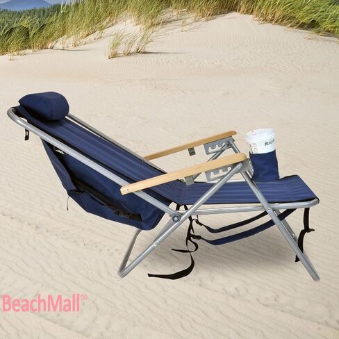 Rio Beach Original 4-Position Steel Backpack Chair with Pillow, Hands-Free Beach Chair Backpack for Adults, Navy in Kuwait
