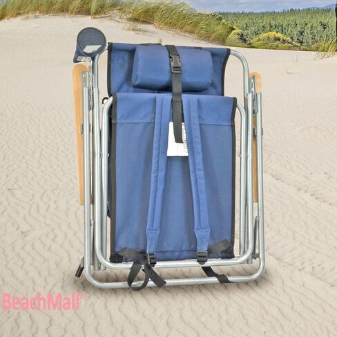 Rio Beach Original 4-Position Steel Backpack Chair with Pillow, Hands-Free Beach Chair Backpack for Adults, Navy in Kuwait