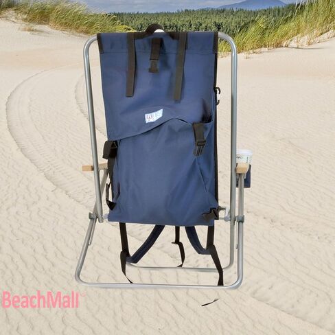 Rio Beach Original 4-Position Steel Backpack Chair with Pillow, Hands-Free Beach Chair Backpack for Adults, Navy in Kuwait