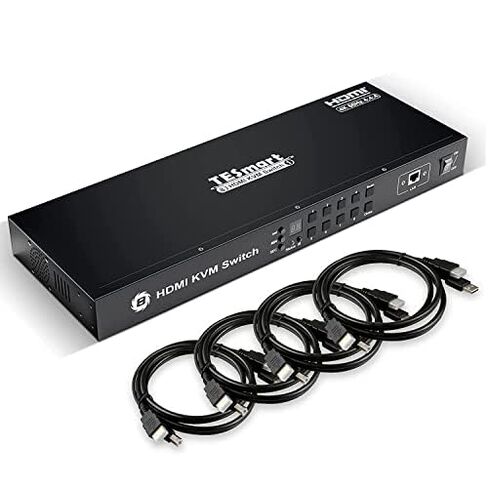 TESmart Ultra HD 4K@60Hz HDMI KVM Switch 8 Port 8X1 Enterprise Grade | RS232 | LAN Port | IP Control | Auto Scan | Rackmount [Control up to 8 PCs w/One Video Monitor, Keyboard, Mouse] in Kuwait