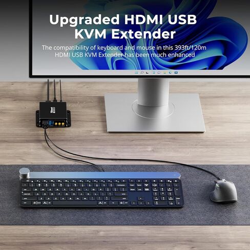 TESmart HDMI KVM Extender Over IP, 1080P@60Hz, Up to 393ft(120m) via Single Cat5/6, USB Keyboard & Mouse Extension | Single/Quad-Screen Video Wall Mode | RX Audio Out, HDCP 1.4, Windows/Ubuntu/macOS in Kuwait