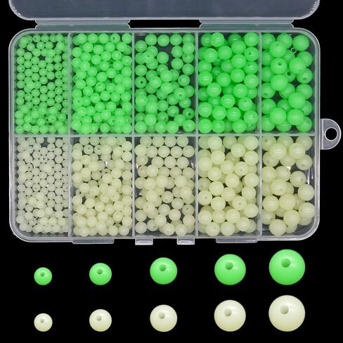 650pcs Luminous Soft Plastic Round Fishing Beads Glow Green Bait Eggs in Kuwait