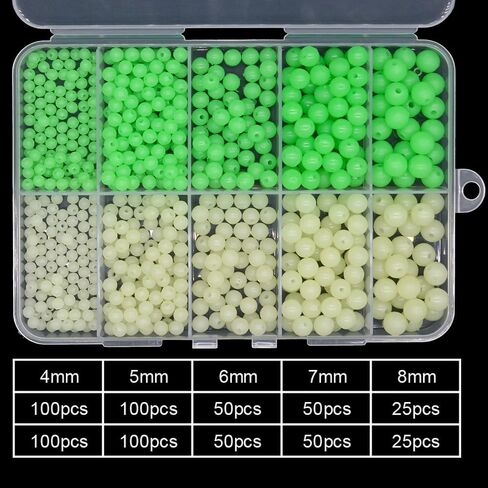 650pcs Luminous Soft Plastic Round Fishing Beads Glow Green Bait Eggs in Kuwait