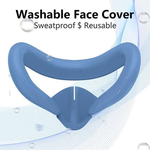 Silicone Face Cover for Meta Quest 3 - Skin-Friendly Anti-Sweat VR Face Pad with Ventilation & Lightproof Design (Blue) in Kuwait