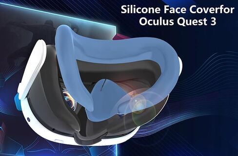 Silicone Face Cover for Meta Quest 3 - Skin-Friendly Anti-Sweat VR Face Pad with Ventilation & Lightproof Design (Blue) in Kuwait