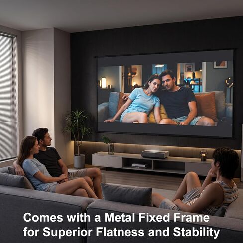 100 inch Fixed Frame Projector Screen, Outdoor Indoor Movie Projector Screen, Wrinkle-Free Large Hanging Projection Screen for Room Wall, Theater, Camping, Backyard, 4K HD 16:9 in Kuwait
