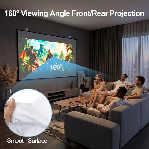100 inch Fixed Frame Projector Screen, Outdoor Indoor Movie Projector Screen, Wrinkle-Free Large Hanging Projection Screen for Room Wall, Theater, Camping, Backyard, 4K HD 16:9 in Kuwait
