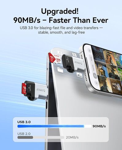ORICO USB 3.0 Type-C TF Card Reader, 5Gbps High Speed Micro SD Card Reader for Laptop/Phone/Tablet, Plug & Play Multi-OS Compatible-C33 in Kuwait