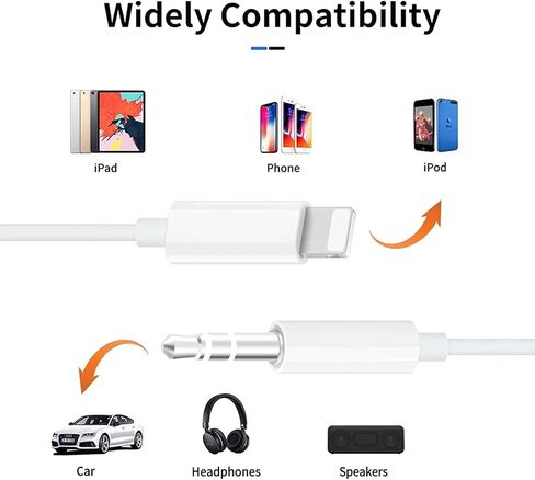 AUX Cord for iPhone, White in Kuwait