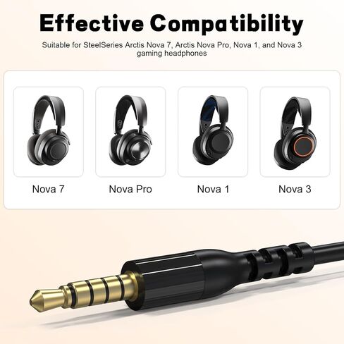3.5mm Replacement Audio Cable Compatible with SteelSeries Arctis Nova 7, Arctis Nova Pro, Nova 1, Nova 3 Gaming Headset, 3.5mm 5 Pole to 4 Pole Aux Cord for PS5, PS4, Nintendo Switch, Phone, PC, 5FT in Saudi Arabia