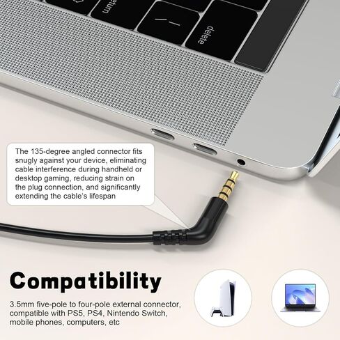 3.5mm Replacement Audio Cable Compatible with SteelSeries Arctis Nova 7, Arctis Nova Pro, Nova 1, Nova 3 Gaming Headset, 3.5mm 5 Pole to 4 Pole Aux Cord for PS5, PS4, Nintendo Switch, Phone, PC, 5FT in Saudi Arabia