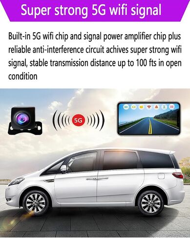 WiFi Backup Camera, Strong 5G WiFi HD1080P Clear Picture, Wide Angle Rear View Reverse Back up Camera, Night Vision Waterproof License Plate Reversing Rearview Camera for Car SUV Pickup iPhone in Kuwait