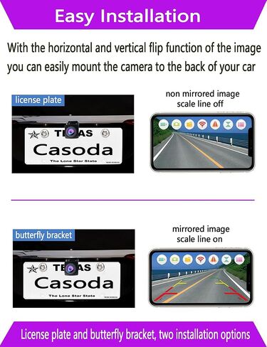 WiFi Backup Camera, Strong 5G WiFi HD1080P Clear Picture, Wide Angle Rear View Reverse Back up Camera, Night Vision Waterproof License Plate Reversing Rearview Camera for Car SUV Pickup iPhone in Kuwait