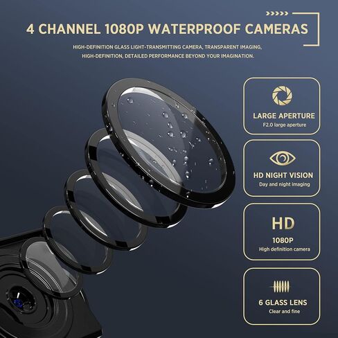 ASLONG 4CH Dash Cam Backup Camera with 10.36" Quad Split Touchscreen for RV in Kuwait
