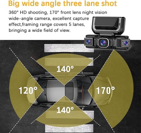 4 Channel Dash Cam Front & Rear for Cars with Radar,2K FHD & WDR Night in Kuwait