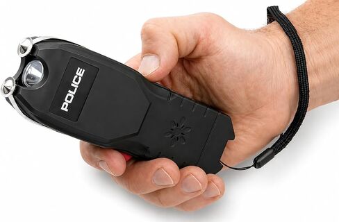 POLICE Stun Gun for Self Defense 2101 – High Voltage Rechargeable with LED Flashlight & Siren Alarm – Compact & Heavy Duty – Personal Security for Women & Men – Black in Kuwait