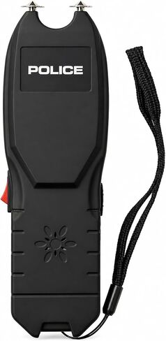 POLICE Stun Gun for Self Defense 2101 – High Voltage Rechargeable with LED Flashlight & Siren Alarm – Compact & Heavy Duty – Personal Security for Women & Men – Black in Kuwait