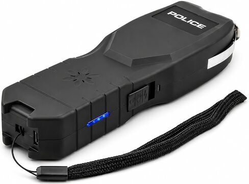 POLICE Stun Gun for Self Defense 2101 – High Voltage Rechargeable with LED Flashlight & Siren Alarm – Compact & Heavy Duty – Personal Security for Women & Men – Black in Kuwait
