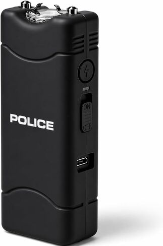 Police Stun Gun for Self Defense 801 Mini Rechargeable LED Flashlight Black in Kuwait