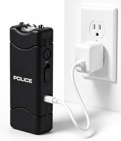 Police Stun Gun for Self Defense 801 Mini Rechargeable LED Flashlight Black in Kuwait