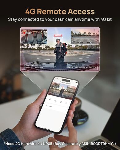 【70mai T800+CPL for T800】 70mai 4K T800 3 Channel Dash Cam, Dash Cam Front and Rear Inside(2160P+2160P+1080P), STARVIS 2 IMX678, HDR Night Vision, Dash Camera for Cars with 512GB Card, WiFi 6, 4G LTE in Kuwait