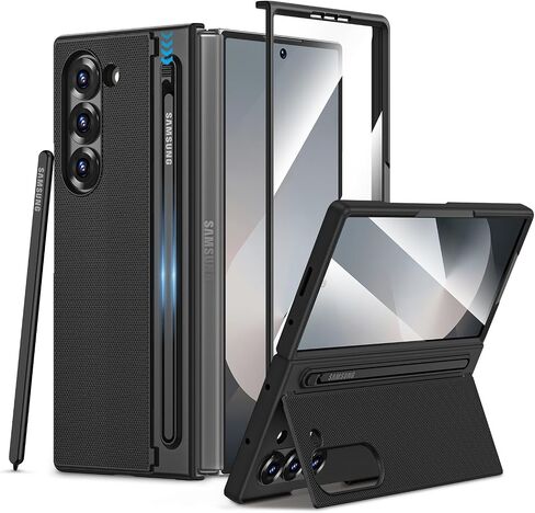 Maxdara for Samsung Galaxy Z Fold 6 Case with Pen Holder, Black in Kuwait