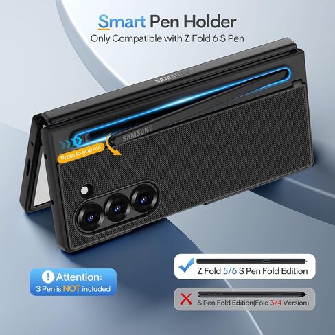 Maxdara for Samsung Galaxy Z Fold 6 Case with Pen Holder, Black in Kuwait