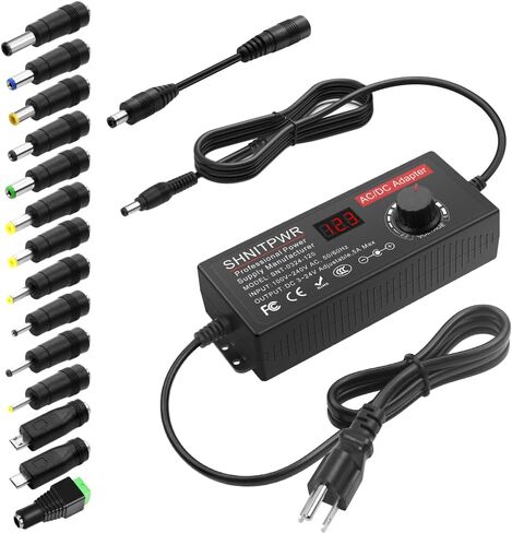 SHNITPWR AC Adapter 120W Universal Power Adapter 4V 5V 6V 9V 12V 15V 18V 19V 20V 24V Adjustable Switching Power Supply 100V~240V AC to DC 4V ~ 24V 5A Converter with 14 Tips & Polarity Converter in Kuwait