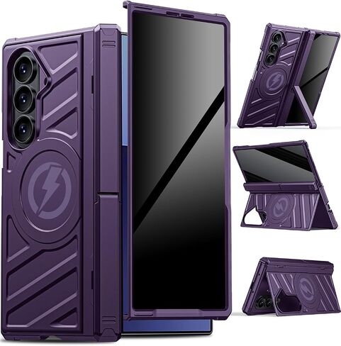 Protective Case for Samsung Galaxy Z Fold 8 5G 2026, Magnetic MagSafe Compatible, Full Hinge Protection, Dual Angle Kickstand, Shockproof Anti-Scratch TPU+PC Phone Cover Black in Kuwait