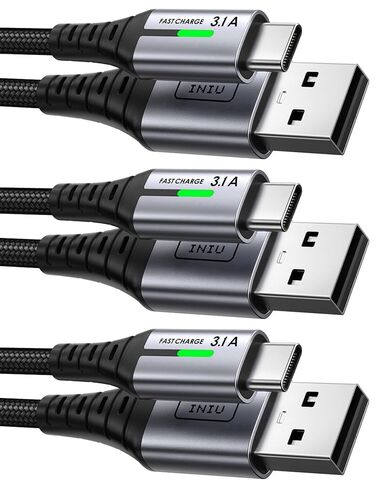 INIU USB to C Cable Fast Charging, [5 Packs, 1.6FT+3.3FT2+6.6FT2] 3.1A Type C Cords, Nylon USB-C Phone Charger Cables for iPhone 16, Samsung S21, Google, Kid, Airplane, Business, Car in Saudi Arabia