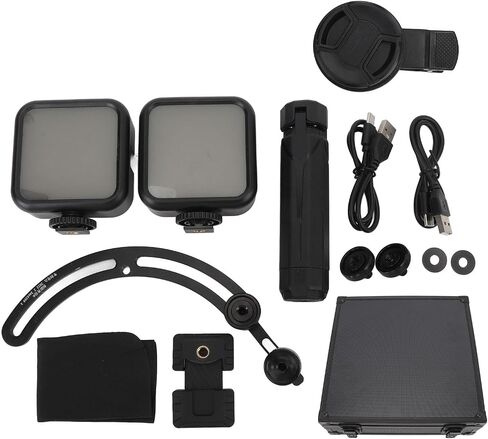 Camera Fill Light, Portable, Dimmable, Wireless, Rechargeable, Photography Light for Artwork, 2 Pieces, ABS Aluminum in Kuwait