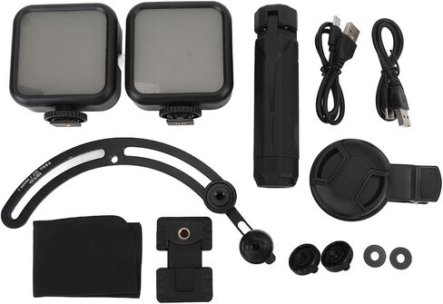 Camera Fill Light, Portable, Dimmable, Wireless, Rechargeable, Photography Light for Artwork, 2 Pieces, ABS Aluminum in Kuwait