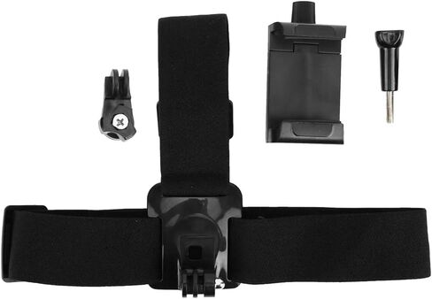 Ejoyous Head Mounted Mobile Phone Holder, Head Phone Holder, First Person View Video Bracket Outdoor Head Harness Strap with Mobile Phone Clip Headband Mount for Motion Camera in Kuwait